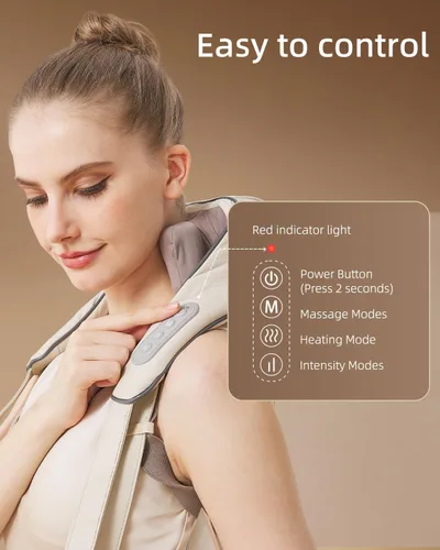Miniatura 6 de Masajeador de cuello para aliviar el dolor de tejido profundo, alivia la tensión, amasador con calor, mejora la circulación, alivia el dolor