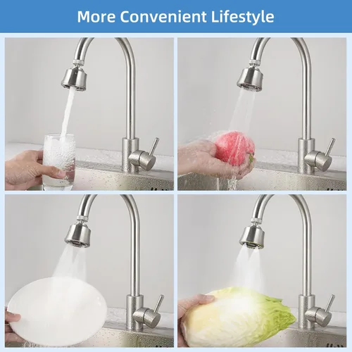 Miniatura 4 de Hygie Rinse Reemplazo de la cabeza del grifo del fregadero de cocina, accesorio rociador de 4 grifos rociadores con giro de ángulo grande, rosca