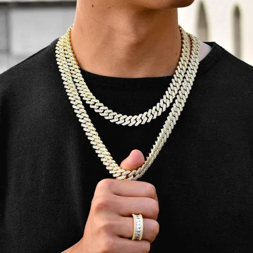 Miniatura 2 de Collar o pulsera chapada en oro de 14 quilates con eslabones cubanos de Miami de 0.47 pulgadas (personalizable)