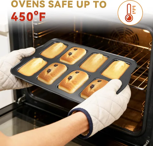 Miniatura 5 de Mini molde para pan de 8 cavidades, antiadherente de acero al carbono, bandeja para hornear mini pan de plátano, brownies y pastel de carne, apto