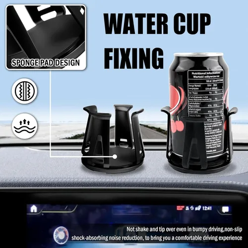 Miniatura 4 de 2 piezas de insertos para portavasos de coche con brazo de sujeción adaptativo, insertos autoadhesivos para portavasos de coche con soporte