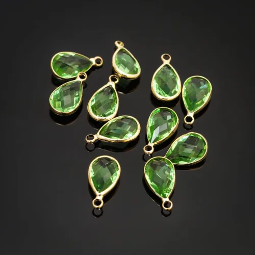 Miniatura 3 de Adabele Colgante de piedra natal de grado A, caída de 11 mm, 14 mm, 16 mm, chapado en oro amarillo de 18 quilates para aretes personalizados