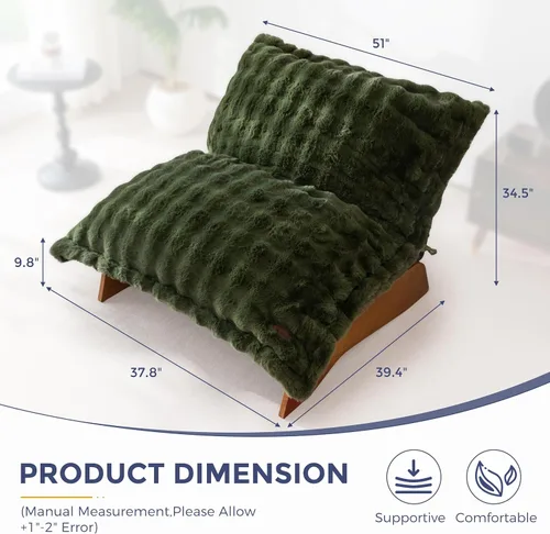 Miniatura 2 de MAXYOYO Silla ajustable para sala de estar, puf convertible y sillón reclinable con marco, cojín extraíble, tela de burbujas, suave tapizado