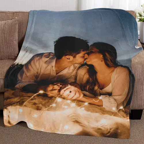 Miniatura 5 de Manta personalizada con texto fotográfico, manta personalizada con mis propias imágenes para Navidad, familia, mamá, papá, perro, hermanas, amigos