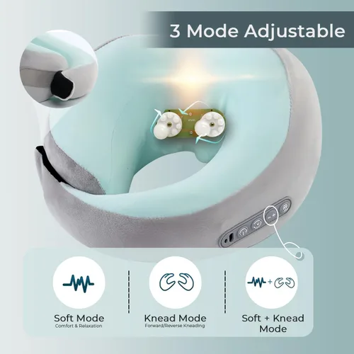 Miniatura 5 de Masajeador de cuello con calor – Alivio del dolor de cuello de tejido profundo, diseño en forma de U, almohada masajeadora eléctrica inalámbrica