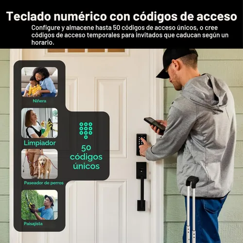 Miniatura 7 de Wyze Auto-Lock Bolt v2, cerradura inteligente de entrada sin llave con huella dactilar, escáner de aprendizaje AI con Wi-Fi, cerrojo de puerta