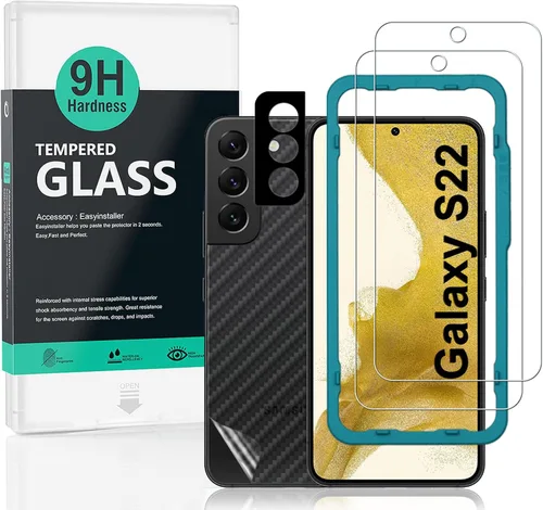 Miniatura 7 de Ibywind Protector de pantalla para SamSung Galaxy S22+ 5G, 2 unidades, vidrio templado de dureza 9H y protector de lente de cámara, con marco