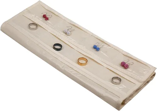 Miniatura 3 de BB Brotrade Organizador colgante de joyas, organizador de accesorios, organizador de 80 bolsillos para guardar joyas (beige)