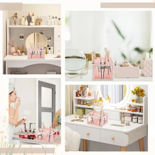 Miniatura 6 de AHandMaker Organizador de pinceles de pintura, soporte de plástico de 71 agujeros para brochas de maquillaje, artistas y cosméticos, herramientas
