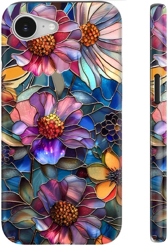 Miniatura 33 de Funda para iPhone 12 Mini, compatible con carga inalámbrica, protección de doble capa con elegante diseño de flores silvestres, silicona suave +