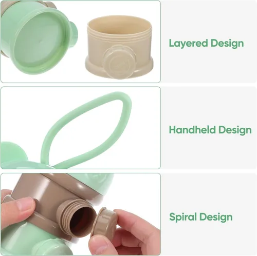 Miniatura 8 de Kisangel - Dispensador portátil de leche en polvo de 4 capas, contenedor de almacenamiento de fórmula de gran capacidad para alimentación de viaje