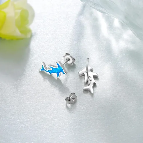 Miniatura 3 de Aretes de tiburóntortuga marinaballena asesinamantarraya para mujer, aretes de plata de ley 925 con diseño de océano, bonitos regalos de joyería