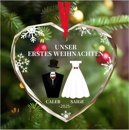 Miniatura 8 de Adornos de Navidad personalizados con foto, adorno de imagen de vidrio personalizado con nombres, decoración de cristal de árbol de Navidad, regalo