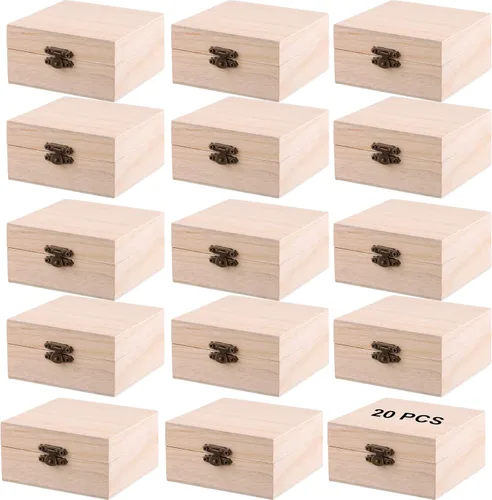 Miniatura 9 de FUNSUEI 10 cajas de madera de 7.9 x 3.9 x 2 pulgadas, caja de madera sin terminar, cajas de madera para manualidades, cajas de madera con tapa