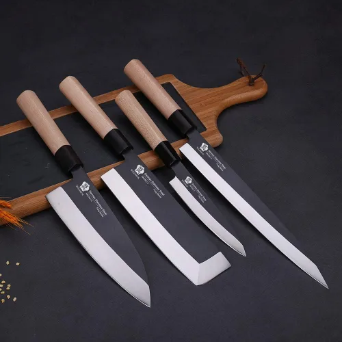Miniatura 5 de WILDMOK GYUTO - Juego de 4 cuchillos de chef de sushi Yanagiba-Deba-Nakiri-Utilidad, cuchillos de fileteado de pescado con hoja de acero alemán