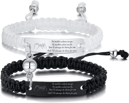 Miniatura 8 de MEALGUET Pulseras de ID Personalizadas para Parejas Grabado Personalizado Hecho a Mano Cuerda Trenzada Pulsera de Muñeca para Hombres Mujeres