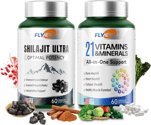 Shilajit para Hombres y Mujeres, Shilajit para Energía Extra, Resistencia y Apoyo Inmunitario, Multivitamínico para Mujeres y Hombres, Paquete de 2