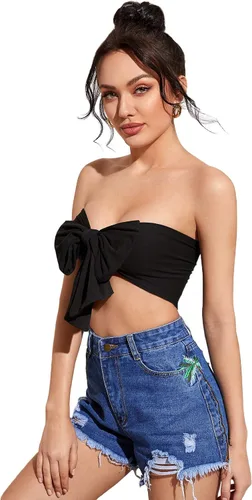 Miniatura 6 de Ombliguera Verdusa sin mangas, sexy, cuello hálter, espalda cruzada para atar, para mujer