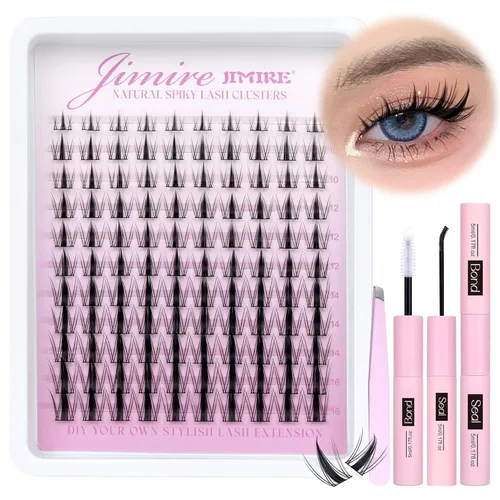 Miniatura 11 de JIMIRE - Racimos de pestañas marrones, 6 estilos mixtos, rizado D, extensiones de pestañas naturales, 476 piezas, racimos de pestañas esponjosas