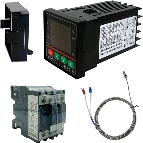 Miniatura 10 de Controlador de temperatura PID, pantalla digital REX-C100 Caja de controladores de temperatura con relé de estado sólido SSR 40DA y sonda termopar