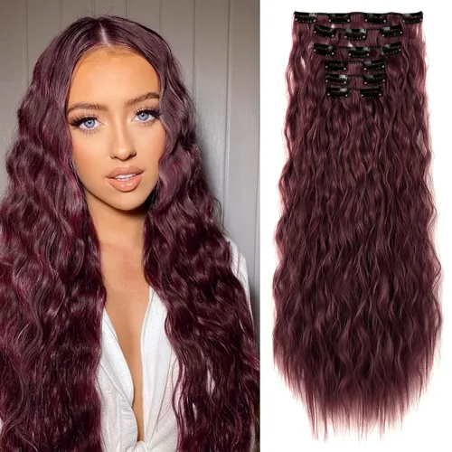 Miniatura 7 de LONAI - Extensiones de cabello con clip, 6 piezas, rizadas, de 24" de largo, sintéticas, para mujer, color rubio ceniza natural