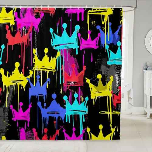 Miniatura 8 de Manfei Musical Shower Curtains Retro Musical Notes Print Bathroom Curtains for Kids Boys Girls Room Decor, Music Theme Waterproof Bath Curtains with