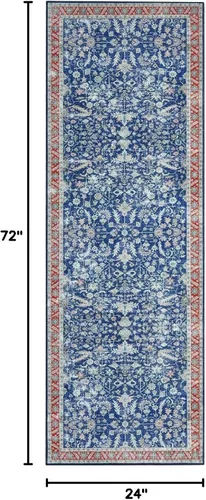 Miniatura 2 de COZYLOOM Alfombra vintage de 2 x 6 pies, estilo oriental con estampado floral, envejecida, estética, bohemia, de felpilla, para entrada, pasillo
