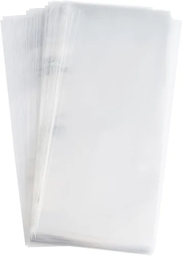 Miniatura 3 de Volanic 100 bolsas transparentes de 5 x 11 pulgadas, bolsa plana de celofán OPP con lazos coloridos para regalo de boda, dulces, galletas