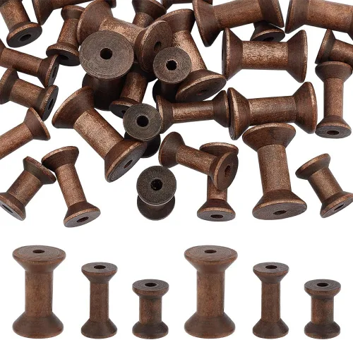 Miniatura 8 de BENECREAT 16 carretes de hilo vacíos antiguos, carretes vacíos de madera de 1.87 pulgadas / 1.969 in, bobinas de cinta de madera para tejer alambre