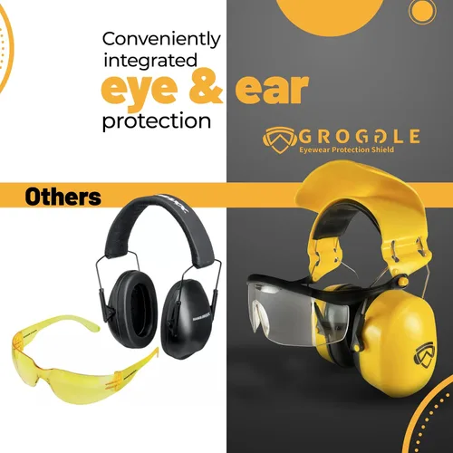 Miniatura 2 de Gafas de seguridad combinadas y orejeras de seguridad. Único, nuevo, PPE, protector protector que evita daños y arañazos. Proporciona comodidad