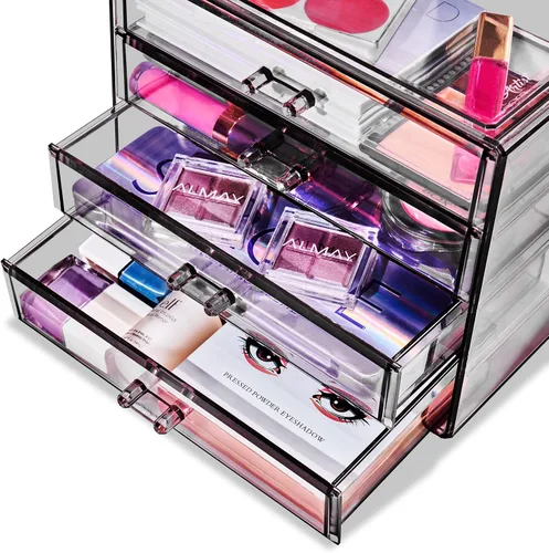 Miniatura 7 de Sorbus Organizador de maquillaje – Organizador de maquillaje acrílico de 4 cajones y almacenamiento para cosméticos, joyas, suministros de belleza