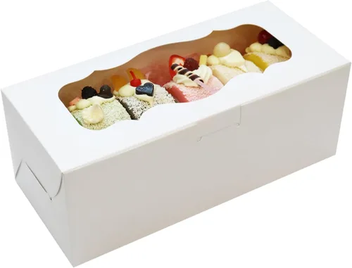 Miniatura 11 de 30 cajas de galletas de 9 x 4 x 3.5 pulgadas, cajas de panadería blancas con ventana, cajas para pasteles de pan, postres, magdalenas, donas, dulces