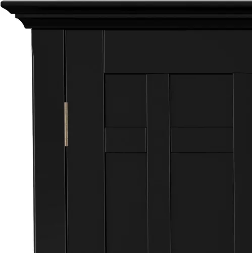 Miniatura 10 de SIMPLIHOME Bedford Buffet - Aparador de 3 puertas de madera maciza de 54 pulgadas de ancho con estante para vino en negro, gabinete de transición
