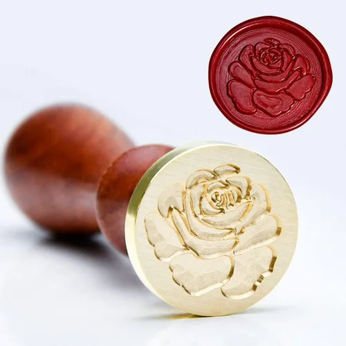 Miniatura 2 de Sello de Cera de Flor, Sello de Cera de Rosa para Invitaciones de Boda, Sobres, Embalaje de Regalo Cabeza de flor de rosa