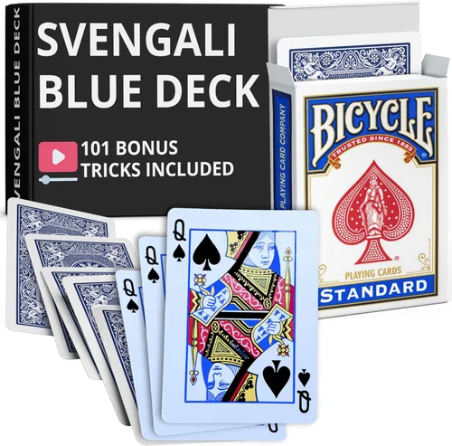 Miniatura 62 de Ted's Sterling Magic Precision Blue Rider Back Bicicleta Svengali Deck con instrucciones para más de 100 trucos (2 de clubes)