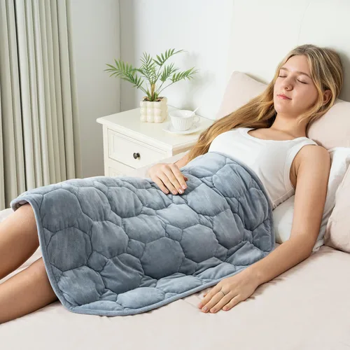 Miniatura 11 de Wemore Manta ponderada de regazo de 7 libras para adultos, manta pequeña con peso para viajes, calma, relajación, siesta y dormir, almohadilla