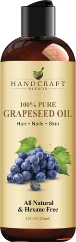 Handcraft Blends Aceite de semilla de uva | 100% puro y natural | Aceite de baño y cuerpo | Aceite portador de grado premium | Piel | Cabello |