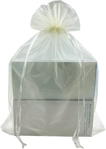 LYSXP 30 bolsas de organza transparentes grandes de color marfil de 10 x 14 pulgadas, bolsas de recuerdo de boda con cordón para fiesta de dulces de