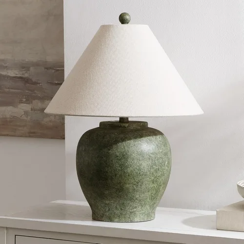 Miniatura 4 de SAFAVIEH Lighting - Dylan - Lámpara de mesa de resina de 22 pulgadas, color verde antiguo, diseño de cuerpo esculpido rústico de granja, ideal