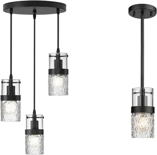 LMS Juegos de luces, juego de 2 unidades a juego, moderno accesorio de iluminación colgante industrial o lámparas de baño de 3 luces, LMS-188,