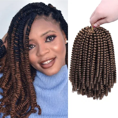 Miniatura 77 de Paquete de 2 cabello para trenzas en espiral de 8 pulgadas, cabello Spring Twist para rastas falsas, rastas de mariposa, cabello para trenzas, fibra