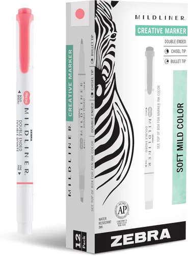 Miniatura 22 de Zebra Pen Mildliner - Resaltador de doble punta, puntas gruesas y finas, Azul