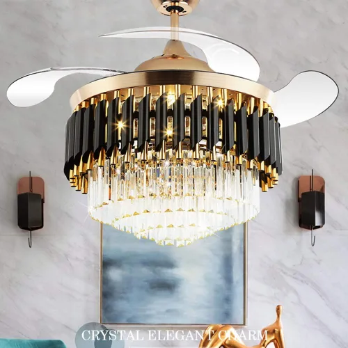 Miniatura 11 de Fandian Ventilador de techo moderno de cristal de 42 pulgadas con control remoto de luces, cuchillas retráctiles, iluminación de 3 cambios