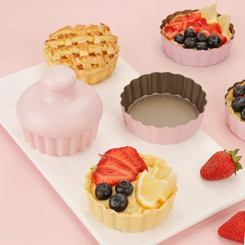 Miniatura 3 de Juego de mini sartenes para tartas de 1 pulgada de profundidad, 6 sartenes de 3.6 pulgadas con parte inferior extraíble y bandeja para tartas