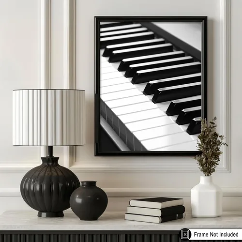 Miniatura 3 de Poster Master Póster de teclado de piano, impresión de piano, impresión de fotografía, arte en blanco y negro, diseño de música de instrumentos