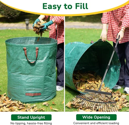 Miniatura 3 de GreatBuddy Bolsa de basura reutilizable de 132 galones, resistente, verticales con 4 asas reforzadas para hojas de jardín y recolección de residuos