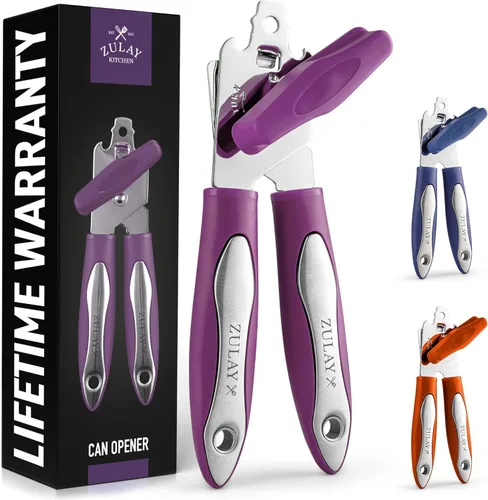 Miniatura 7 de Zulay Kitchen Abrelatas de mano – Abrelatas manual duradero cuchillas de acero inoxidable de corte de borde liso – Abrelatas manual de servicio