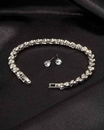 Miniatura 2 de Badgley Mischka Women's Strand Bracelet - Cubic Zirconia Tennis Bracelet and Matching Stud Earrings - Bridal Bridesmaids Wedding Jewelry for Women