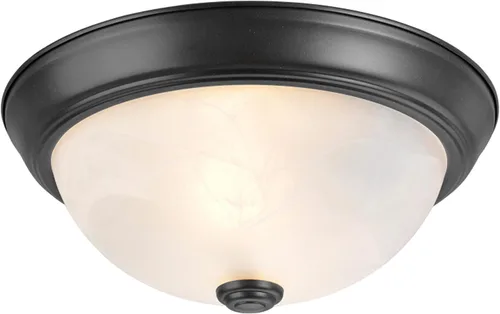 Miniatura 3 de Aspen Creative 63013-22, montaje empotrado de 2 luces en acabado bronce oscuro con vidrio de alabastro blanco, 11 pulgadas de diámetro, enchufe E26