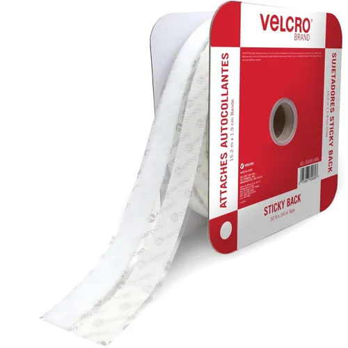 VELCRO Brand - Sujetadores Sticky Back; cinta adhesiva de 3/4 de pulgadas; ideal para el hogar Blanco